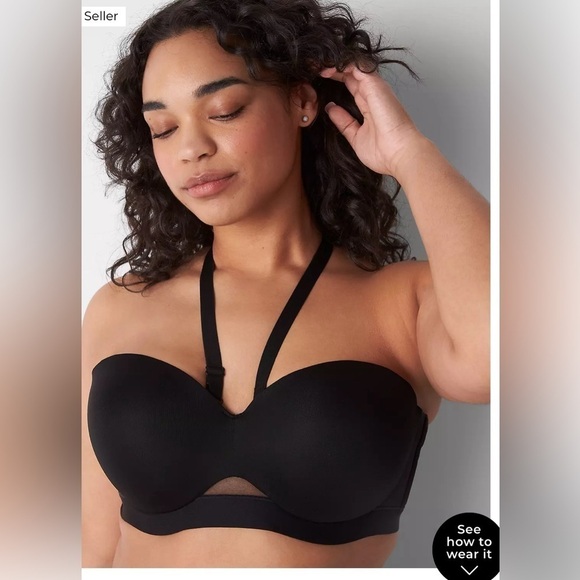 Cacique Black Strapless Bandeau Bra - Picture 6 of 15